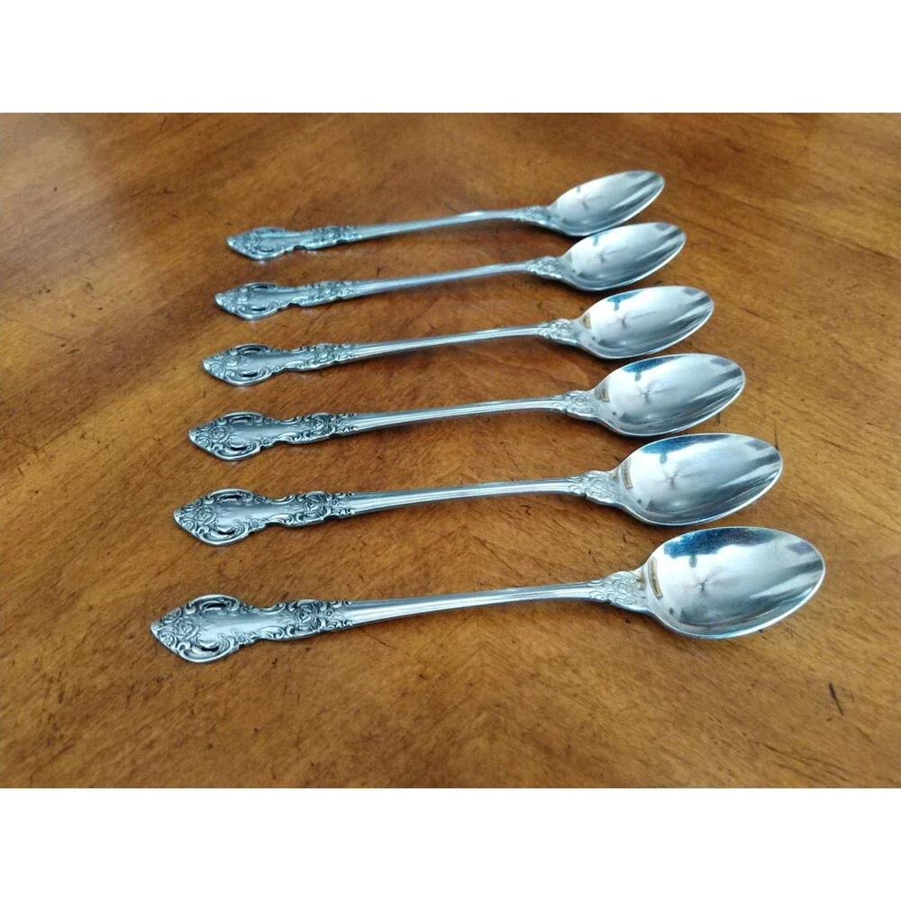 Vtg Lot 6x Northland by Oneida Baton Rouge Stainless Flatware Iced Teaspoon 7.2